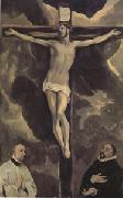 El Greco Christ on the Cross Adored by Two Donors (mk05) oil on canvas